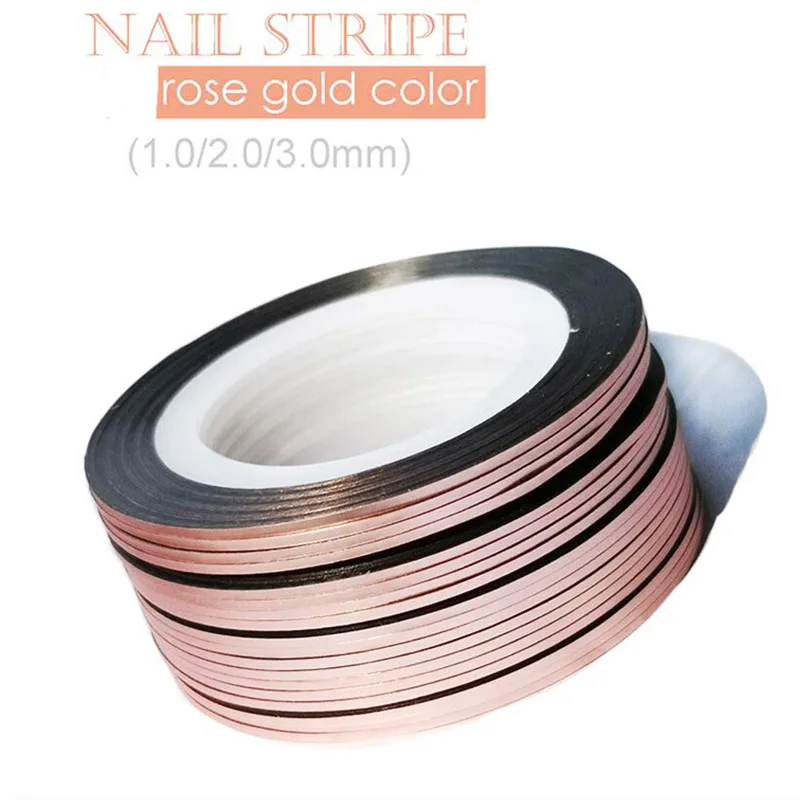 10Rolls 1mm/2mm/3mm Glitter Striping Tape Rose Gold Self-Adhesive DIY Nail Art Tape Line Strips Striping For UV Gel Polish NSL03