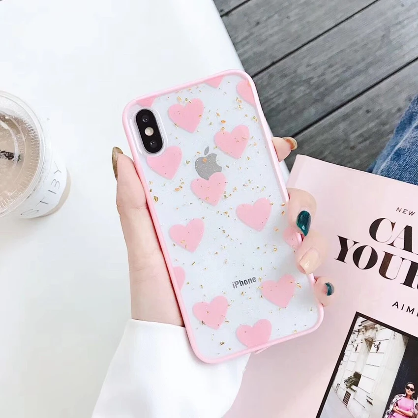 Fashion Transparent Cover For iPhone 8Plus 7 6 6S Plus X Clear Case XR XS Max Luxury Bling Gold Foil Phone Shell |
