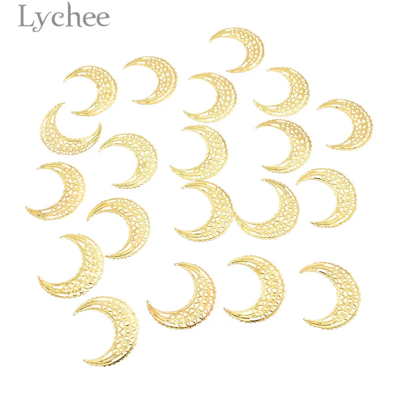Lychee Life 20 шт. металлические филигранные цветы в форме Луны полые украшения для