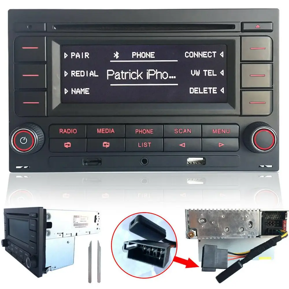 Автомагнитола RCN210 CD-плеер USB MP3 AUX Bluetooth для Volkswagen Golf MK4 Passat B5 Polo