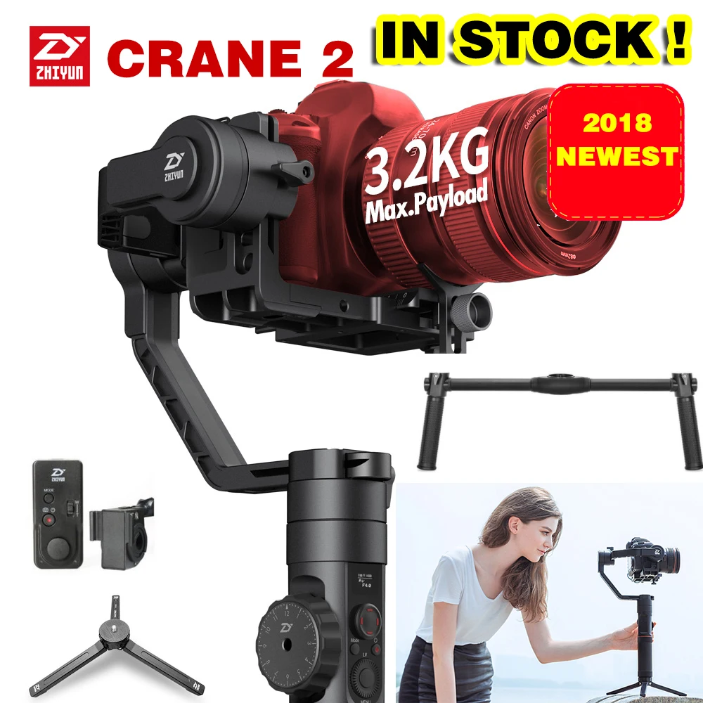 Новинка 2018 3 осевой Ручной Стабилизатор Zhiyun Crane 2 для видеокамеры Гироскопический