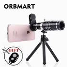 Черный оптический телескоп ORBMART 18X Zoom, универсальный зажим, мобильный телефон, объектив с мини-штативом + Bluetooth пульт дистанционного управления для телефона