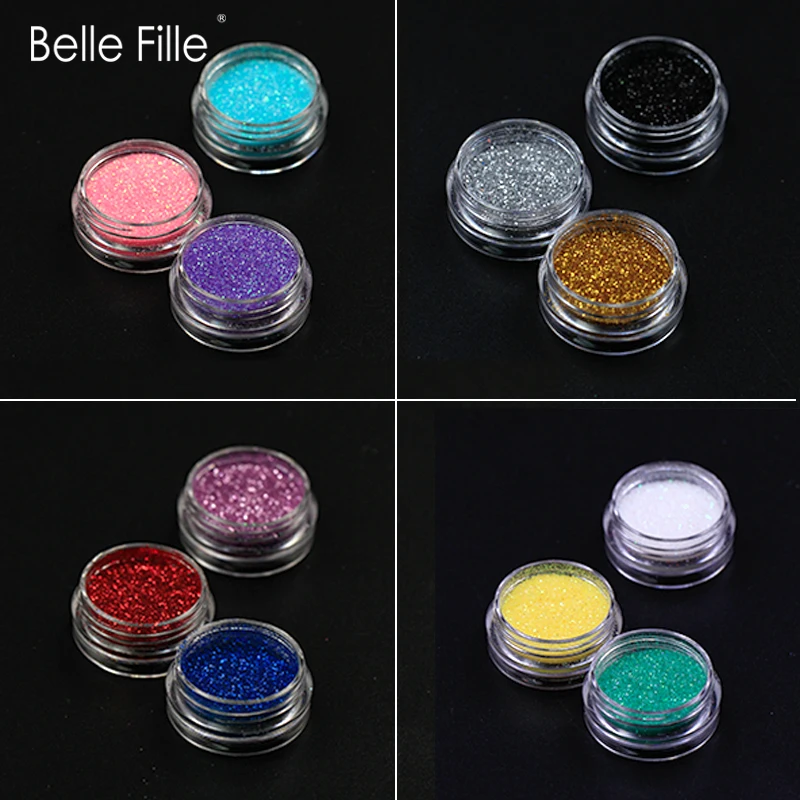 BELLE FILLE 12 коробок блеск для ногтей Блестящий Порошок блестящие дизайна пигмент