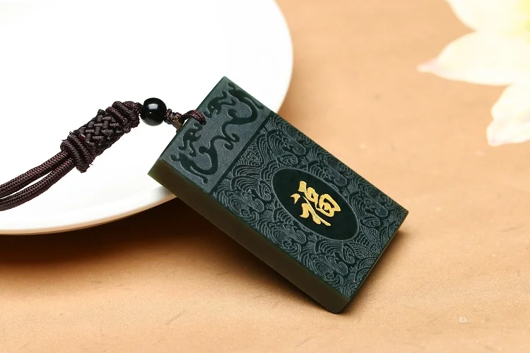 

Natural Hetian stone pendant necklace carved blessing blessing amulet pendant men and women lovers jewelry JADES jewelry