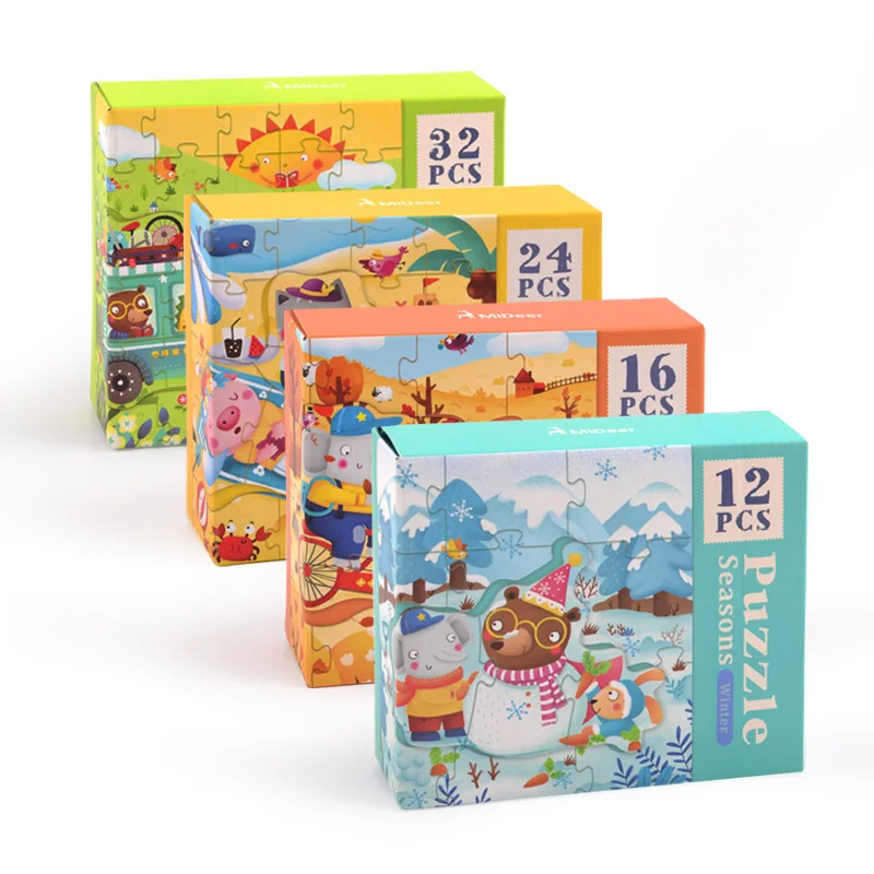 4 seasons theme 16 компл. 348 шт. дикий ферма Зоопарк Лес sealife животных Пазлы Дети Развивающие игрушки детские дошкольные день рождения, Рождество прекрасный подарок - Цвет: 4 seasons theme