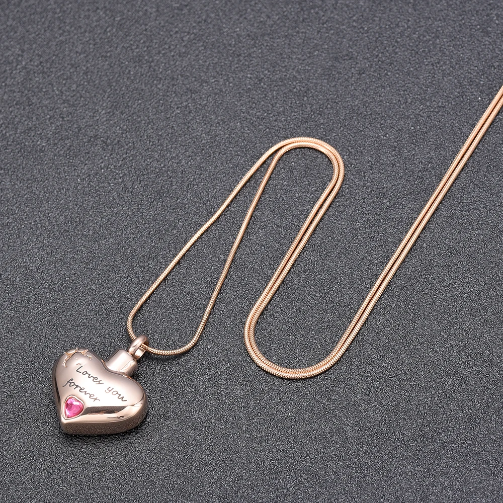 IJD10034 Love you forever engraved Puffy Heart Ash Holder Pendant Stainless Steel Cremation Urn Necklace for ash women | Украшения и