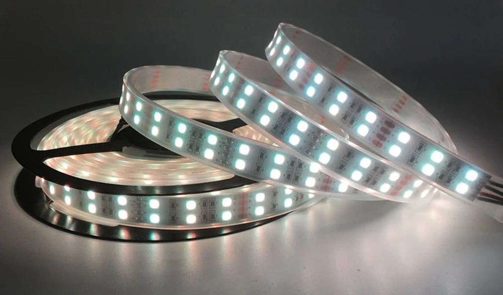 Двухрядная RGB Светодиодная лента Водонепроницаемая 5050 120 светодиодный s/m 5 м DC12V 24 в RGB RGBW RGBWW белое теплое белое светодиодное освещение Гибкая неоновая лента