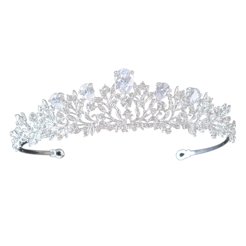Серебряная прозрачная Хрустальная фианитовая Корона свадебная тиара CZ королева