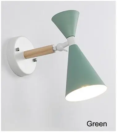 Green MEWELL E27 светодиодный настенный светильник современный деревянный светодиодный настенный светильник для коридора кафе коридора Настенные светильники для спальни с металлическим абажуром - Цвет абажура: Green