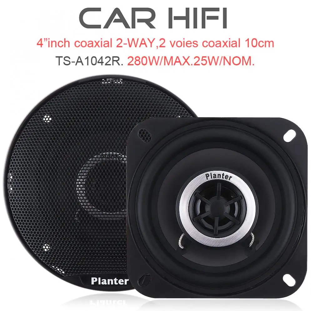 

2pcs 280W 4 Inch Car HiFi Coaxial Speaker Vehicle Door Auto Audio Music Stereo Full Range Frequency Speakers for Cars