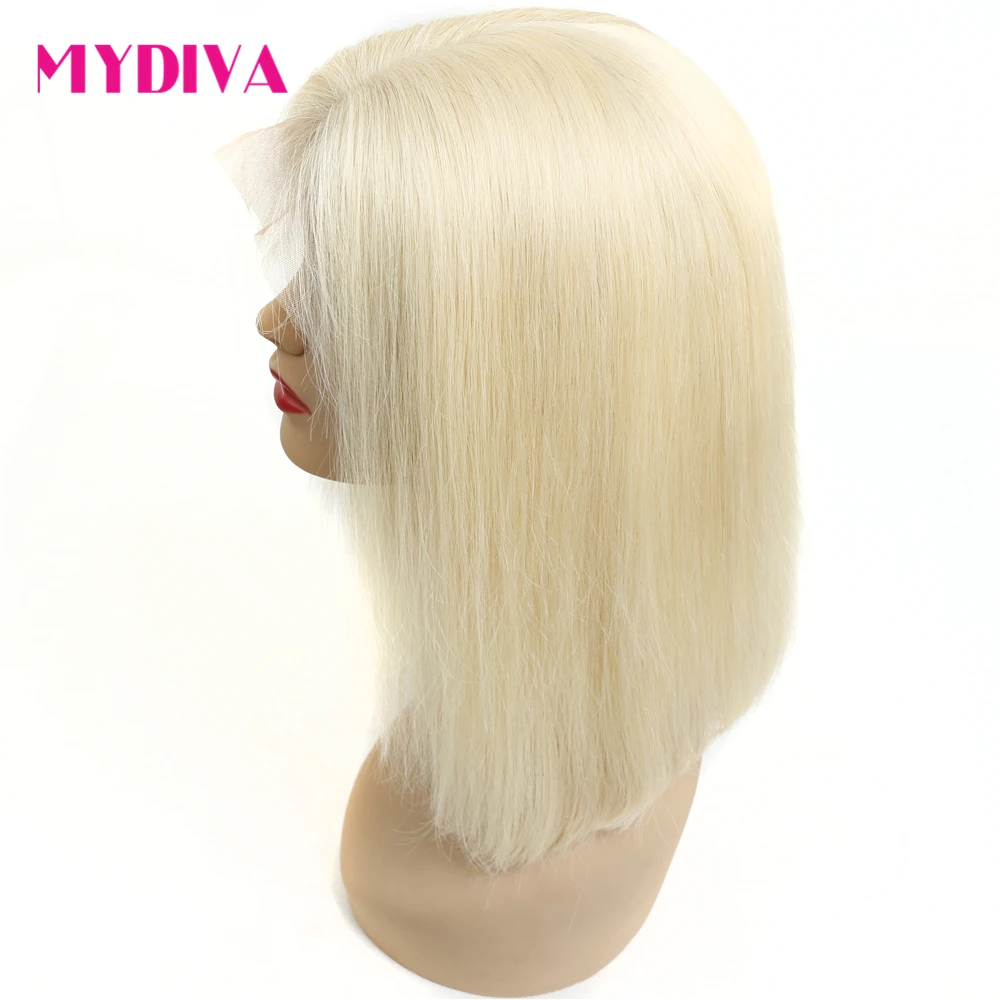 613 блонд парик фронта шнурка короткий Боб прямые парики человеческих волос с