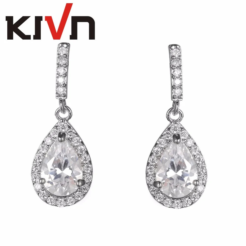 KIVN модные ювелирные изделия Висячие серьги с фианитами для женщин на свадьбу