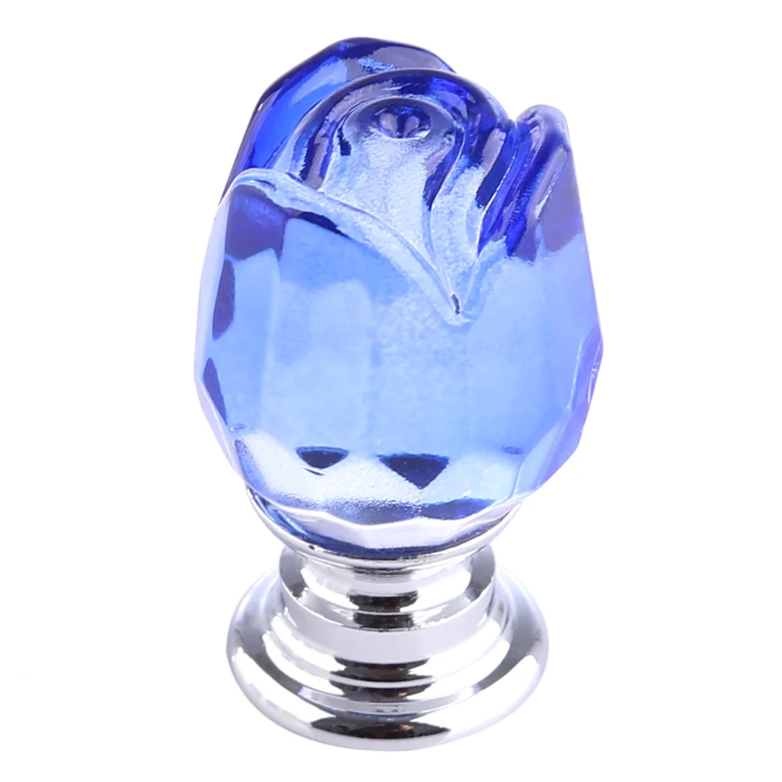 5 pcs Set Transparent Crystal Rose Shape Door Cabinet Knobs Furniture Handle Cupboard Kitchen Pull Handle- Pink