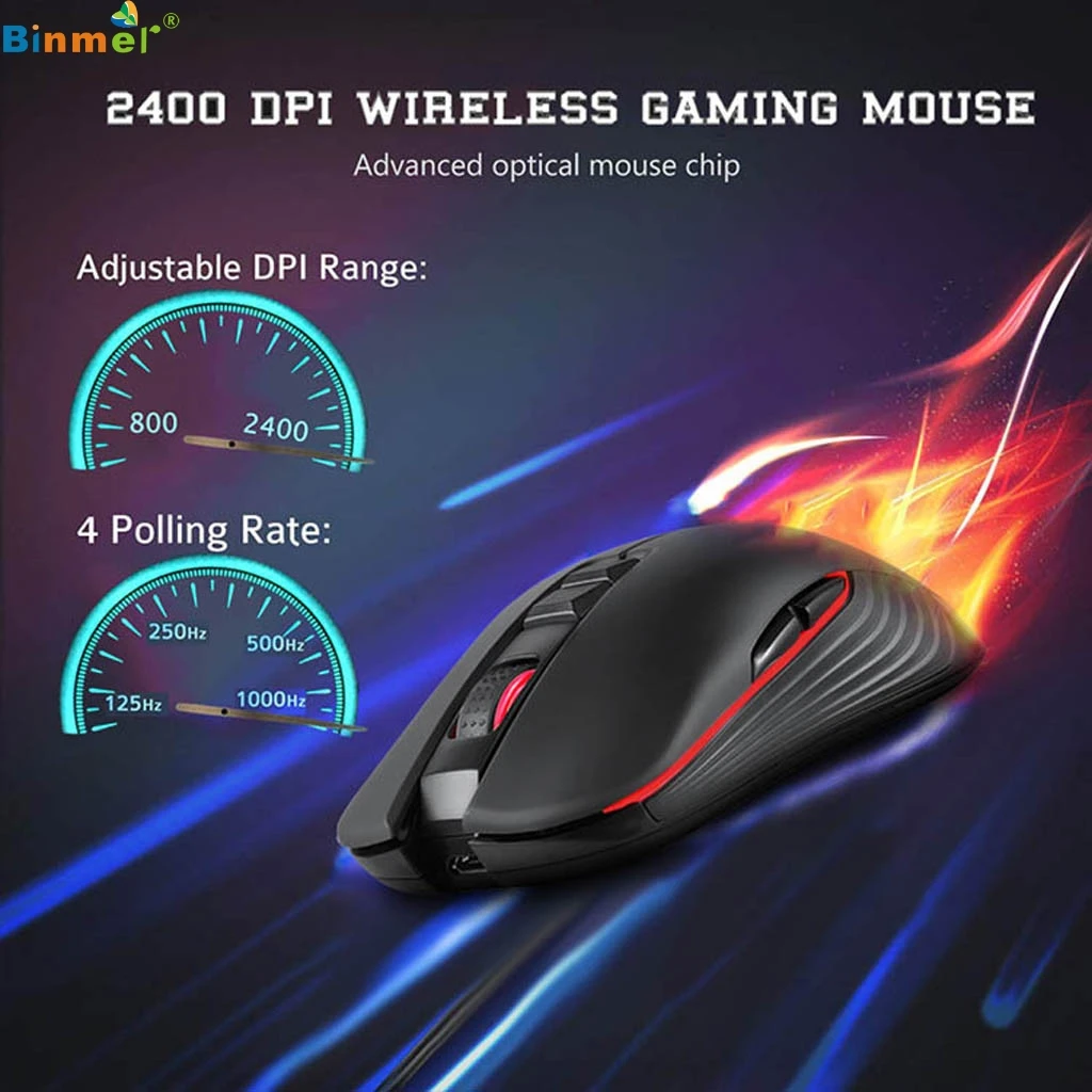 Binmer 2.4G wireless mouse rechargeable home lighting desktop computer mute notebook gaming 7-key portable 2019 Hot | Компьютеры и