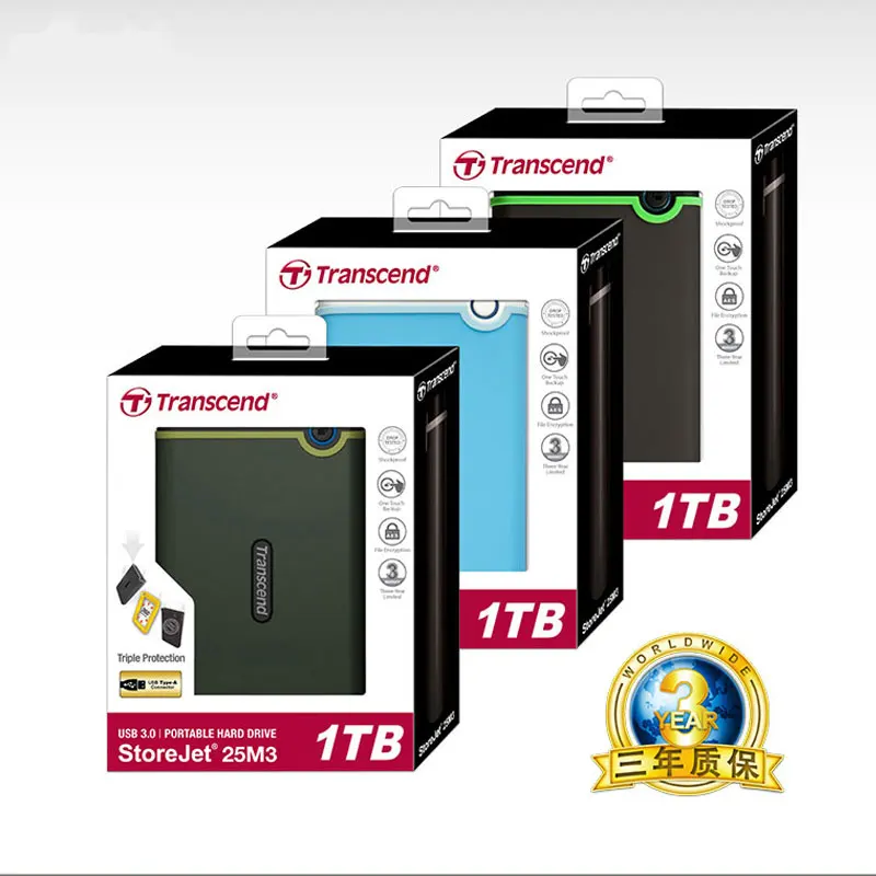 Внешний жесткий диск Transcend USB 3,0 s 1 ТБ высокоскоростной жесткий диск 2," HDD 1 ТБ ультра-тонкий портативный антисейсмический жесткий диск