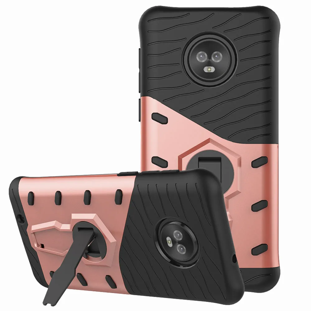 Двухслойный Гибридный армированный чехол для Motorola Moto G6 с поворотной подставкой