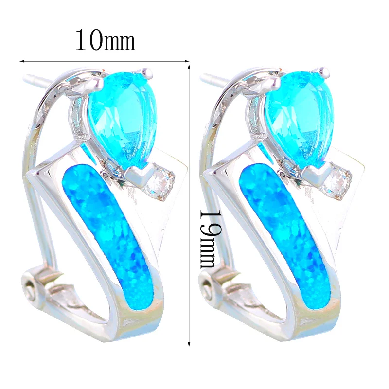 Розница AAA Цирконий Синий огненный опал серебряные штампованные Клипсы Серьги
