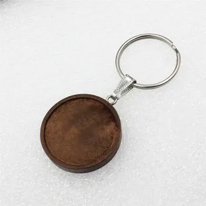 Круглые деревянные брелки для ключей, 25 мм, пустая Камея для самостоятельного изготовления колец 25 мм, 10 шт., K06045
