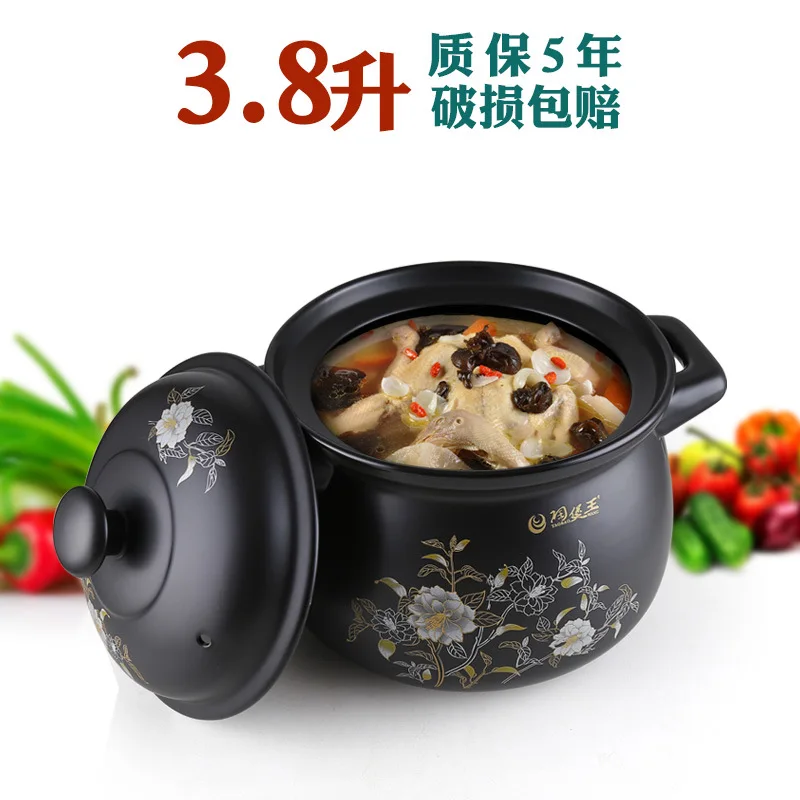 Керамическая кастрюля здоровая суповая плита Бытовая тушеная кастрюля устойчивая к высокой температуре открытый огонь суповая кастрюля - Цвет: Фиолетовый