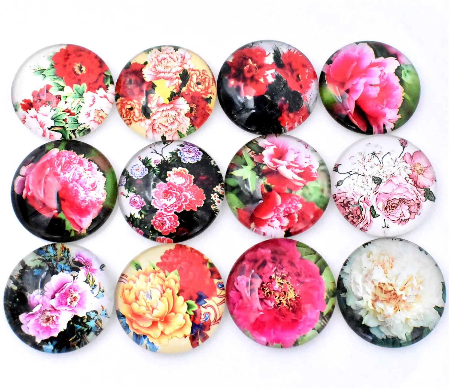 

New Hot Sale 10pcs/lot 25mm Mixed Handmade Photo Glass Cabochons (Flower series)