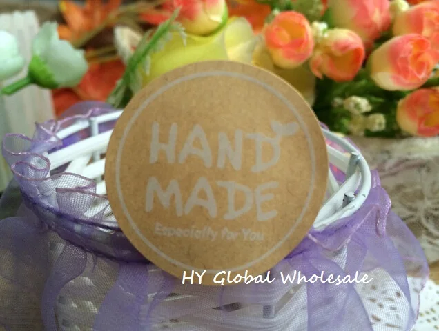 

120PCS Round & square HANDMADE Sticker for Handmade Products, seal sticker Baking Decoration label