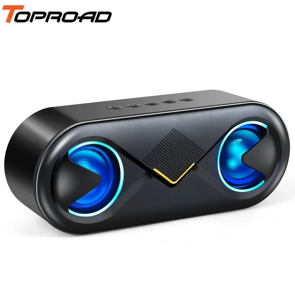 TOPROAD портативный Bluetooth 5,0 динамик s 10 Вт беспроводной стерео бас Hifi динамик Поддержка TF карты AUX USB Громкая связь со вспышкой светодиодный