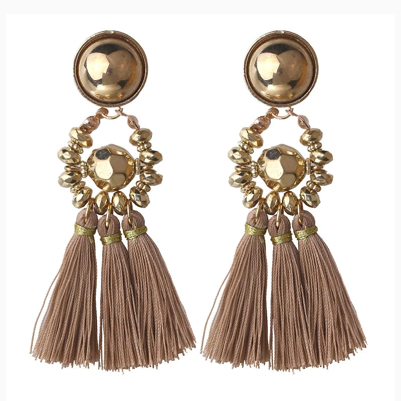 DANZE Ethnic Colorful Long Tassel Earrings For Women Classic Gold color Bead string Hanging Wholesale | Украшения и аксессуары
