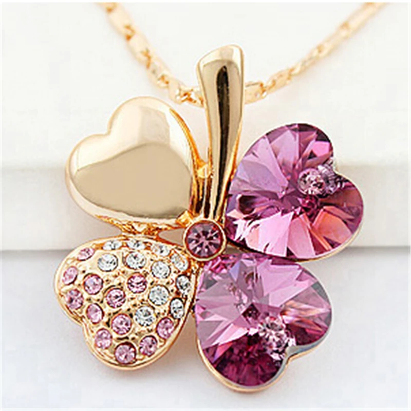 Четыре Листа Клевера Ожерелья Подвески Кристалл с Элементами swarovski 18 К
