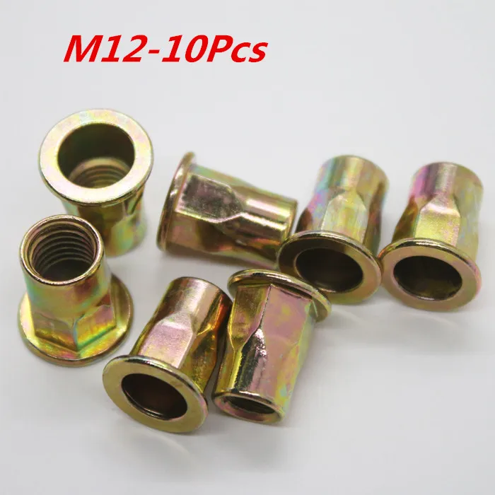 

10pcs/lot M12 Rivet Nut carbon steel Flat head hex rivet nut Insert nut Blind rivet Rivnut free shipping