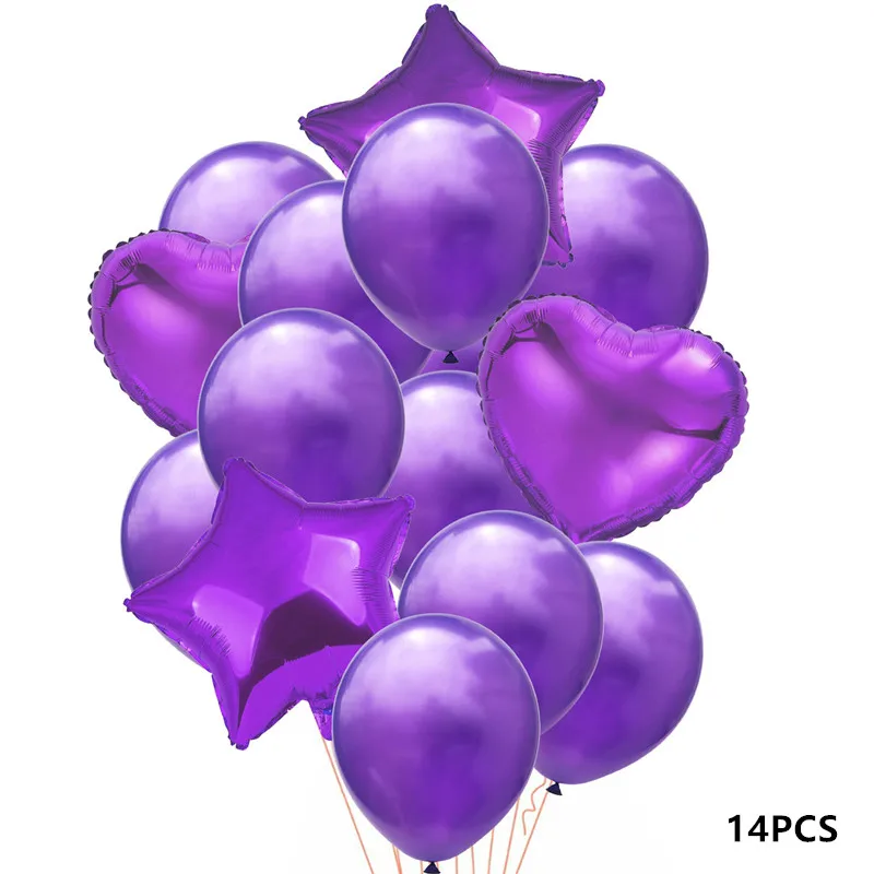 Purple 14 шт./лот, украшение на день рождения, воздушный шар, свадебные Круглые Конфетти, шары, гелиевые шары в форме сердца, украшения для дня рождения, для взрослых и детей - Цвет: Purple
