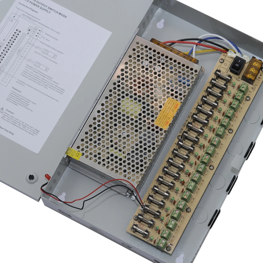 18 Порты и разъёмы DC12V 15A CCTV Камера Мощность коробка охранного видеонаблюдения s