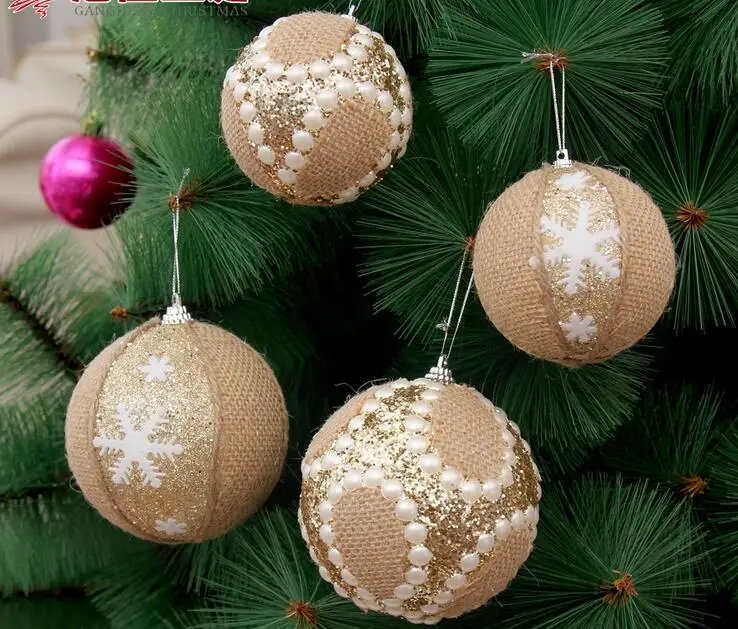 

5pcs 10cm Linen Pearls/Snow Snowflake Round Ball For Christmas Party Holiday Tree Venue Hanging Decoration Hot