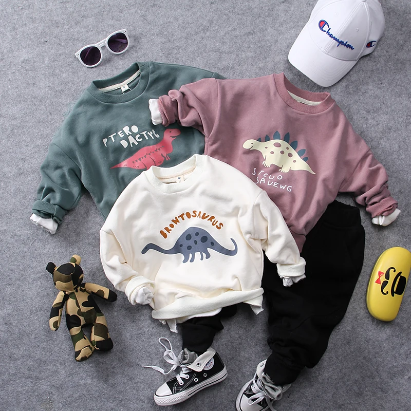

2-7Y new 2019 spring fashion style cartoon O neck boys t shirt boys loose long sleeve sweater