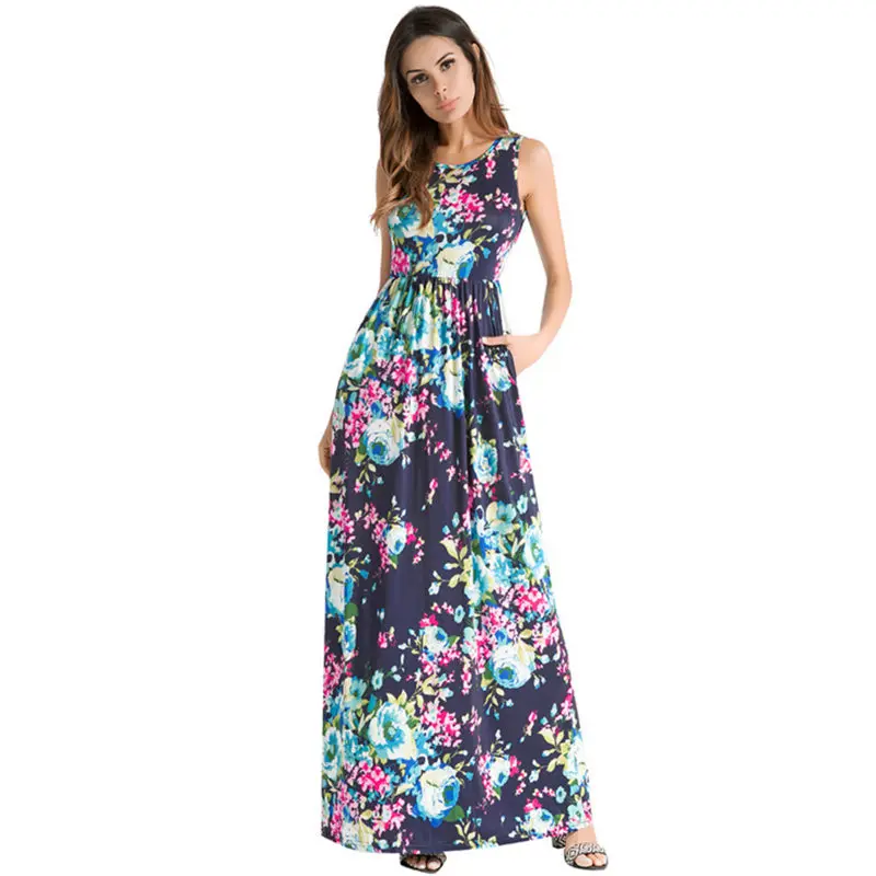 Женский длинный сарафан в богемном стиле повседневное свободное винтажное