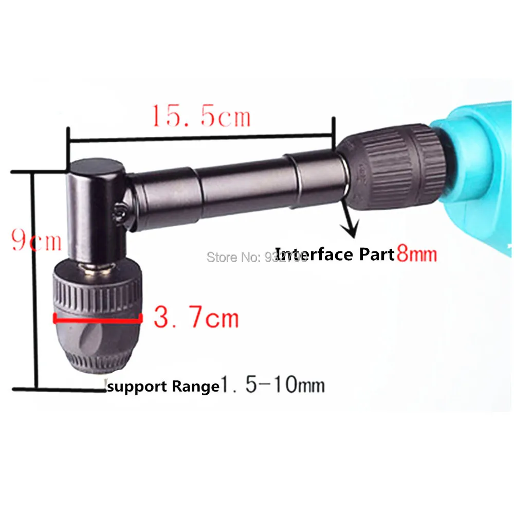 Новый 90 градусов под прямым углом начальник Keyless двигателя патрон дрели адаптер