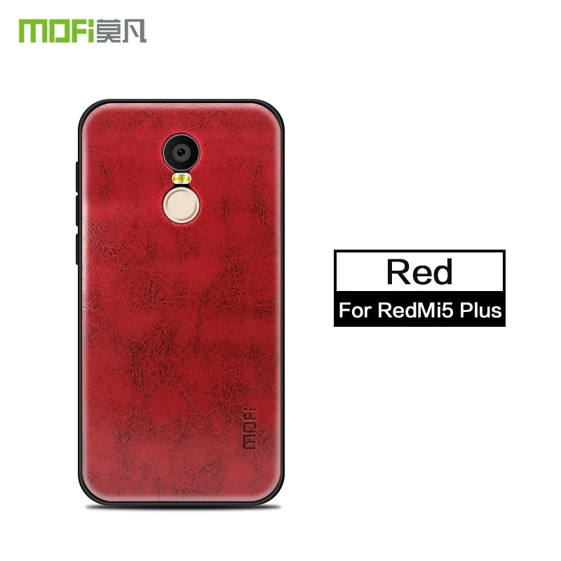 Red Чехол для Redmi 5 Plus, силиконовый чехол MOFI, Обложка на заднюю панель из искусственной кожи для Xiaomi Redmi Note 5, роскошный защитный противоударный чехол - Цвет: Red