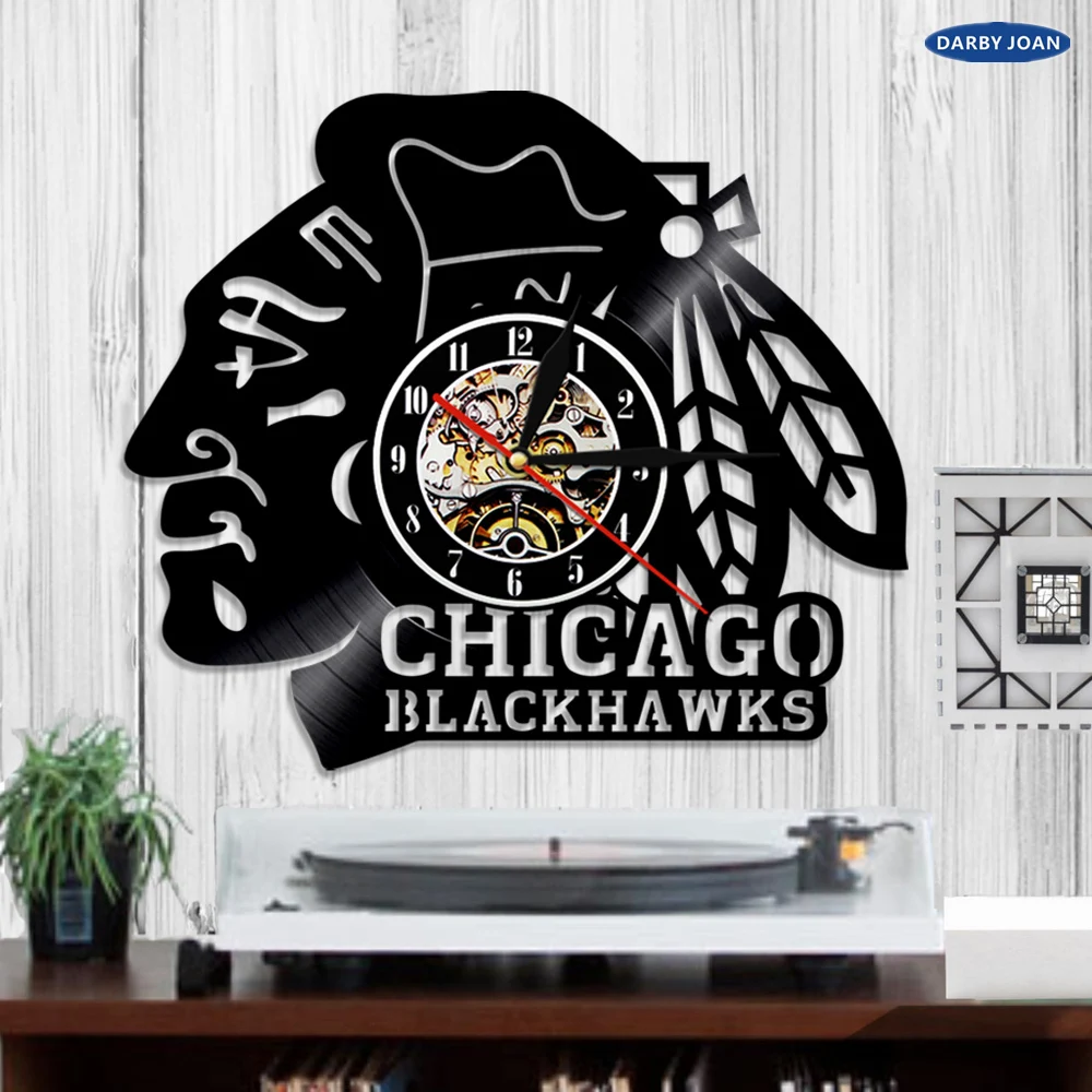 Светодиодный виниловый светильник Chicago Blackhawks для хоккея, изменяющий цвет, настенный светильник с пультом дистанционного управления, светодиодный светильник с подсветкой LP для прохладной гостиной