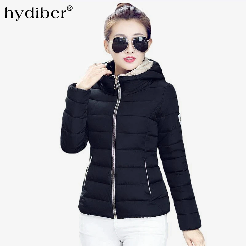 HYDIBER 2018 новая брендовая зимняя куртка для женщин с капюшоном Тонкая хлопковая