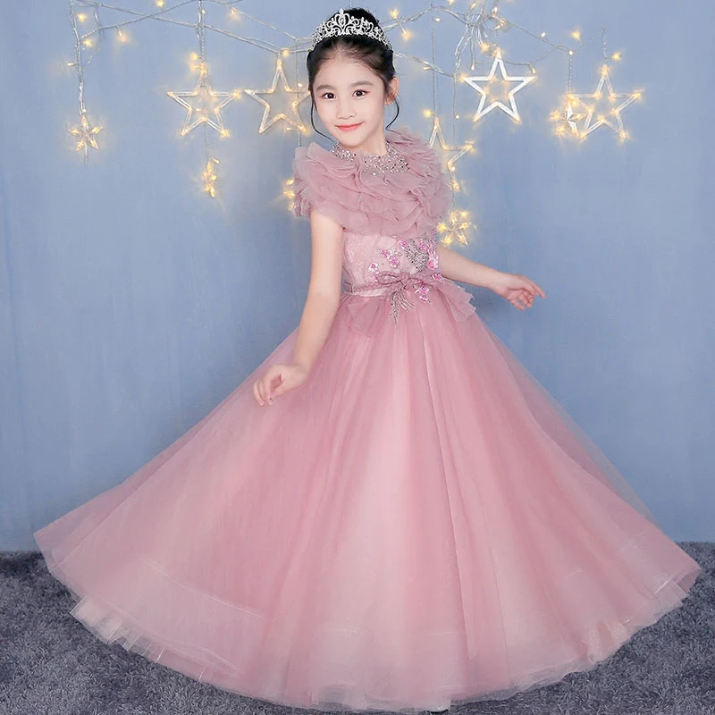 Роскошные платья для первого причастия расшитые блестками с цветочным узором