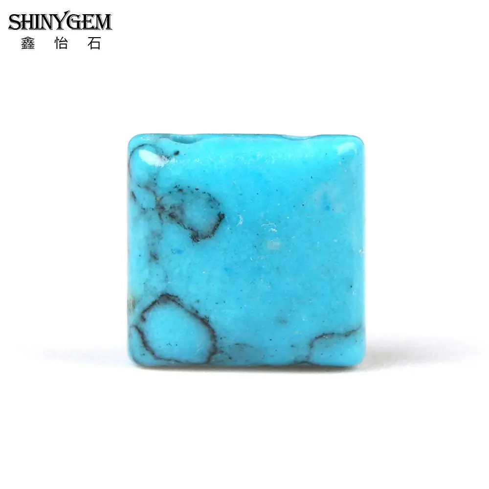 20 Piece/Lot Stabilized Turquoises Beads Square Shaped Pendant Double Hole DIY Handmade Jewelry Materials Jewelry Making