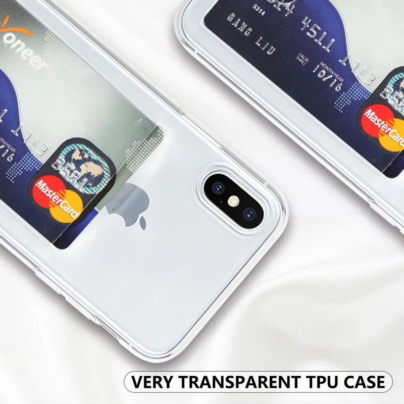 YISHANGOU кредитный держатель для карт, прозрачный чехол для iPhone 11 Pro Max 7 8, мягкая задняя крышка из ТПУ для iPhone 6 6S Plus X XR XS Max