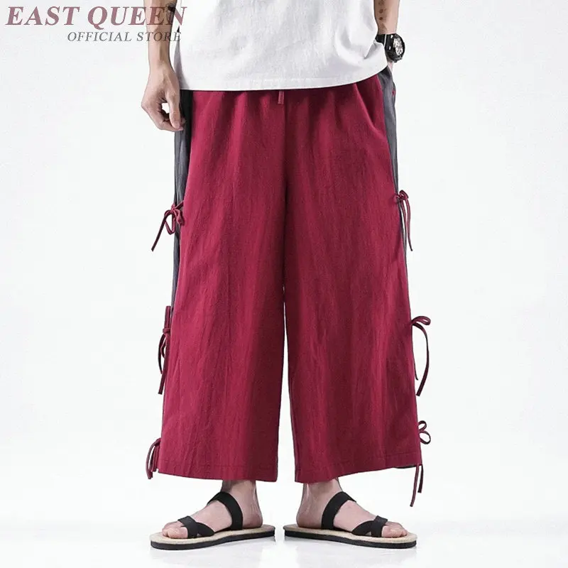 Мужская одежда из конопли мешковатые брюки-кимоно повседневные Прямые брюки