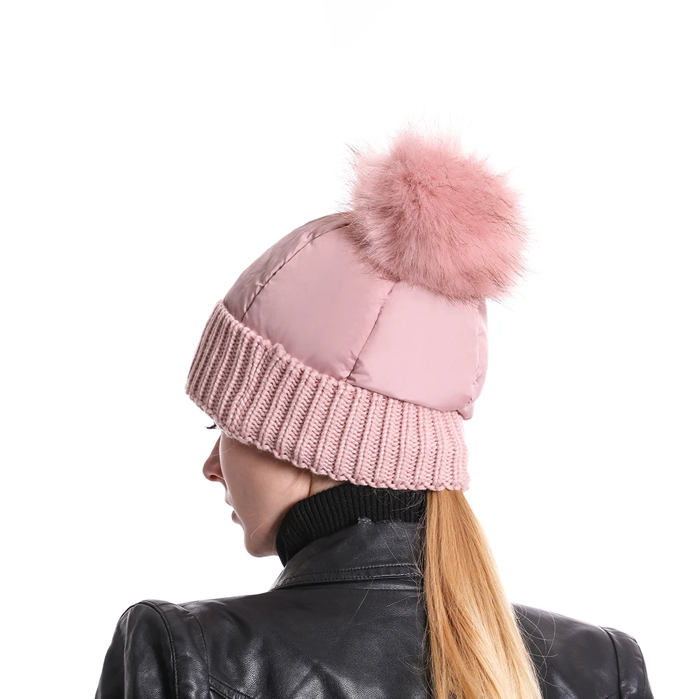 Женские теплые шапки FOXMOTHER модные розовые вязаные с помпоном из искусственного