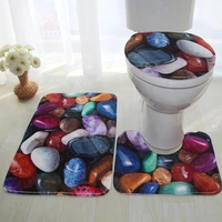 bathroom decor absorbent 3pcs bath mat set scenic design flannel anti slip bath carpet u shape pedestal rugs toilet lid covers