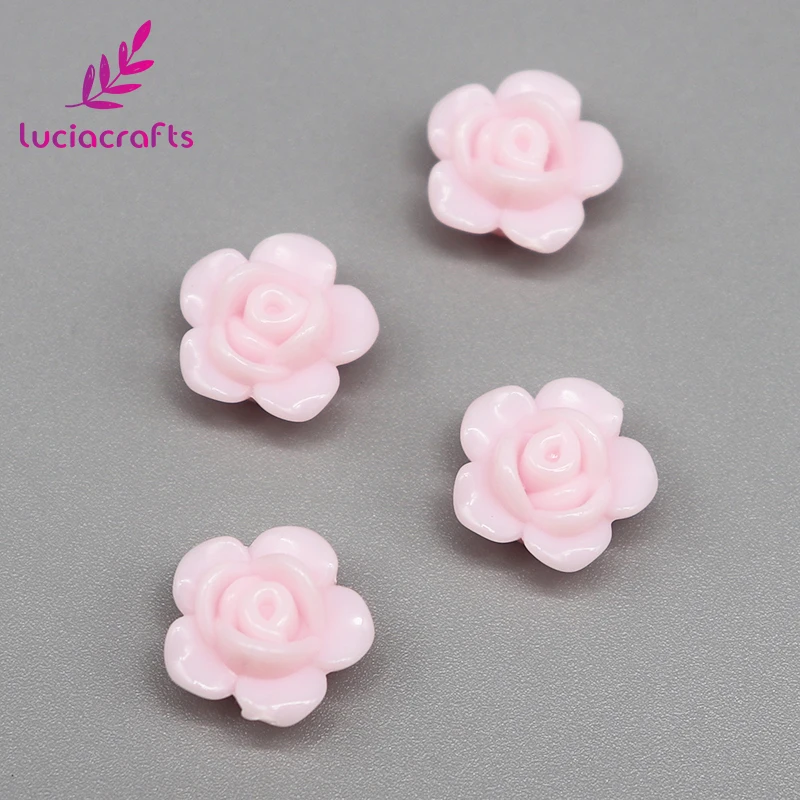 Lucia crafts 50 шт./лот случайный смешанный цветок розы Акриловые Flatback DIY Скрапбукинг