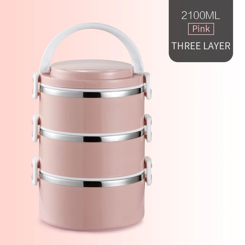 Pink 3 Layer LANSKYWARE японские дети термальный Ланч-бокс 304 из нержавеющей стали Bento Ланч-бокс для детей школы герметичный контейнер для еды, судок - Цвет: Pink 3 Layer