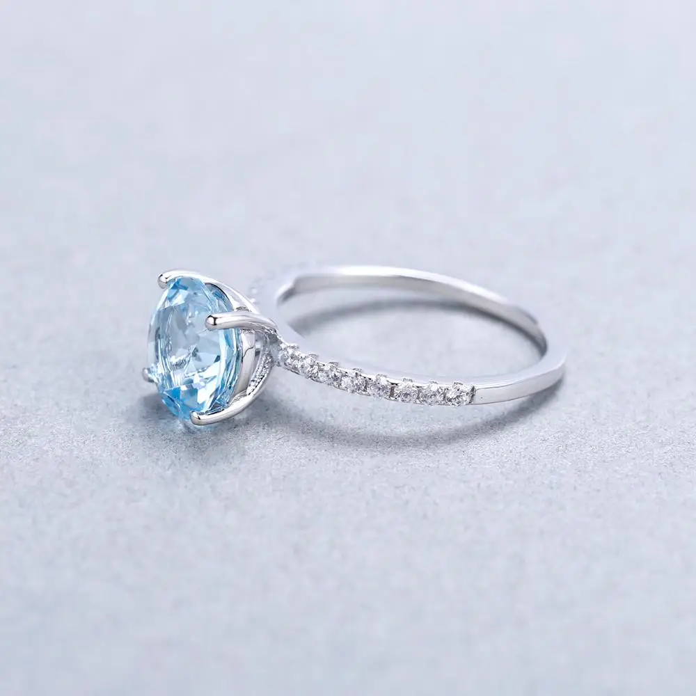 

GEM'S BALLET 925 Sterling Silver Ring 3.45Ct Natural Sky Blue Topaz Gemstone Engagement Ring For Women Wedding Fine Jewelry