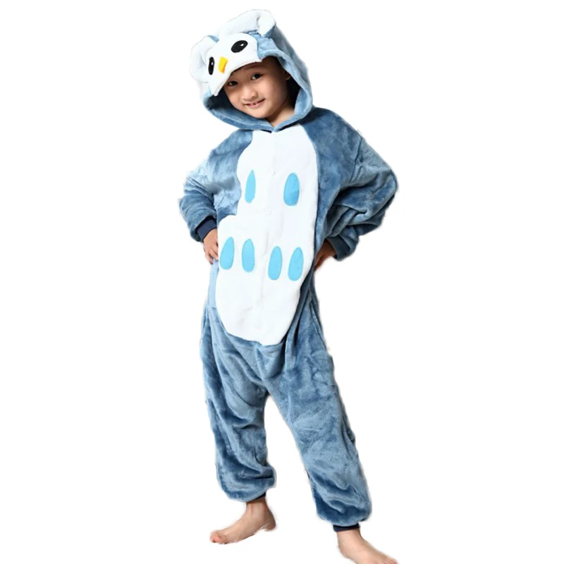 Пижамы для детей сова фланец животных onesie детская Рождественская Пижама милые