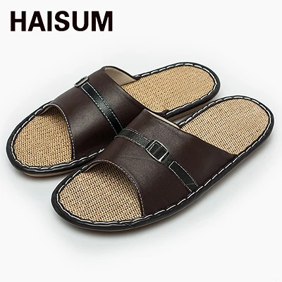 Вьетнамки; Лидер продаж; zapatos hombre; Новинка года; мужские летние Нескользящие тапочки из овечьей кожи; домашние тапочки на деревянном полу; Tb010 - Цвет: Коричневый