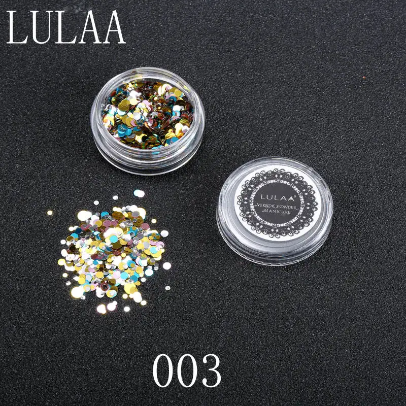 Lulaa 1 коробка блестящие круглый ультратонких Блёстки красочные Дизайн ногтей